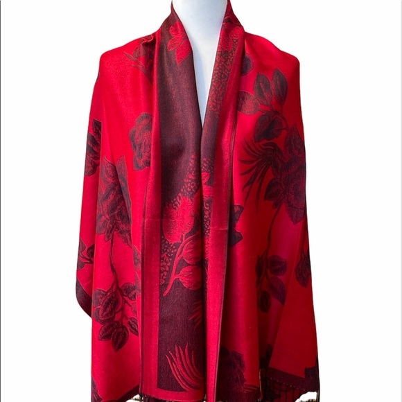Red Chili Pashmina Silk Scarf/ Shawl NEW - Picture 5 of 8
